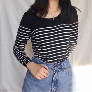 French Striped Long Sleeve Artist Boatneck Tee